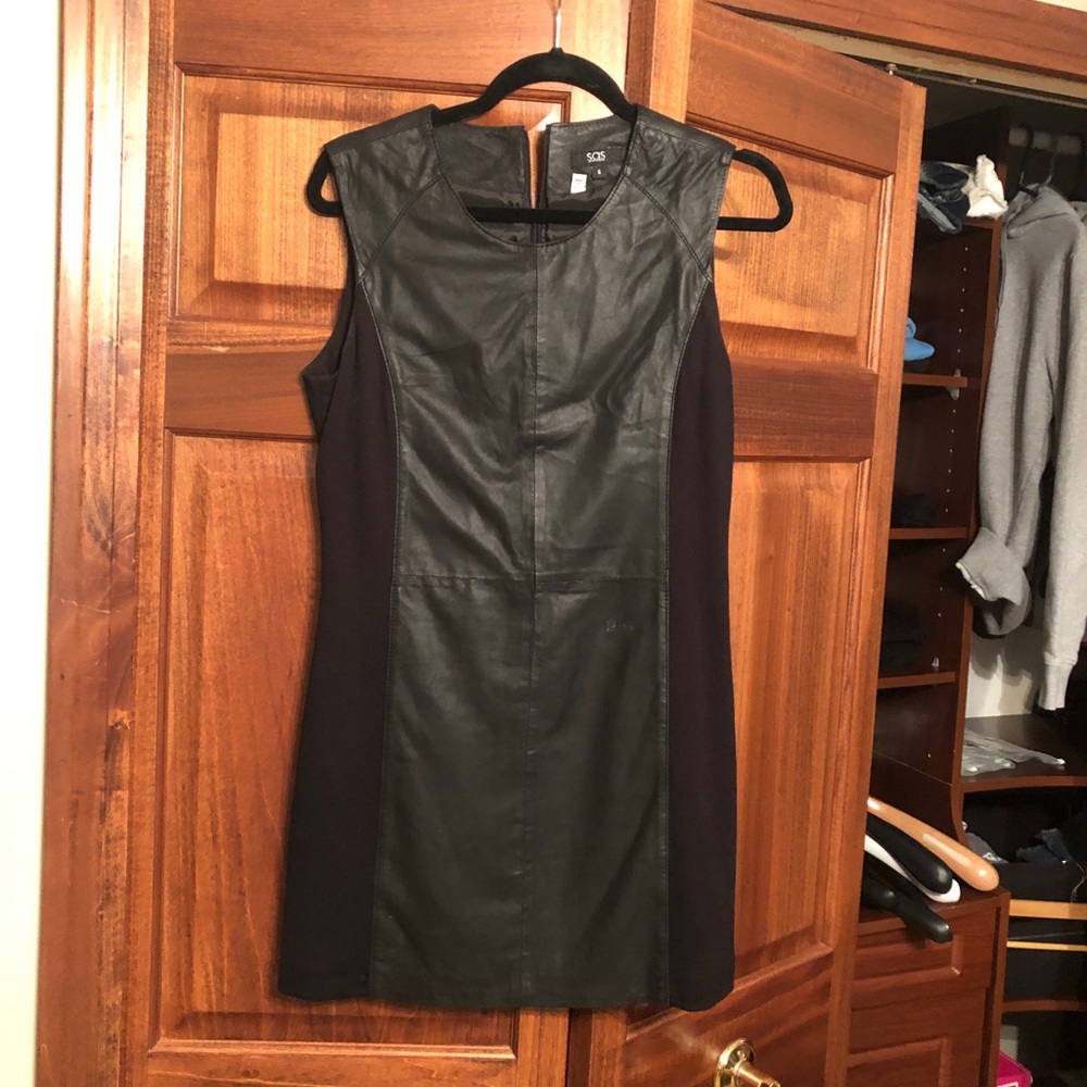 Leather mini dress